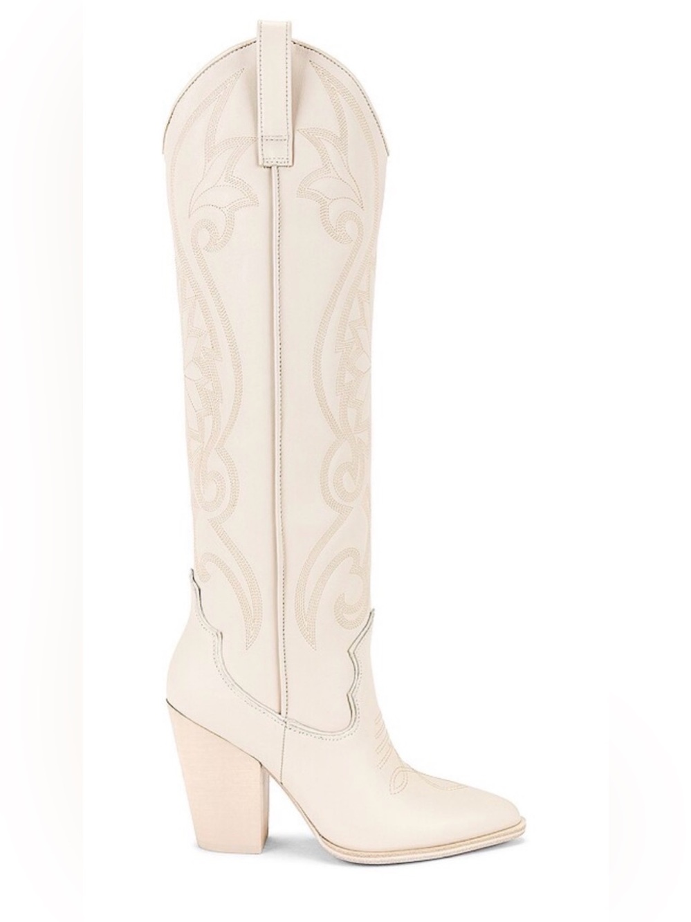 Steve Madden Lasso Bone Leather Pull On Block Heel Pointed Toe 8.5